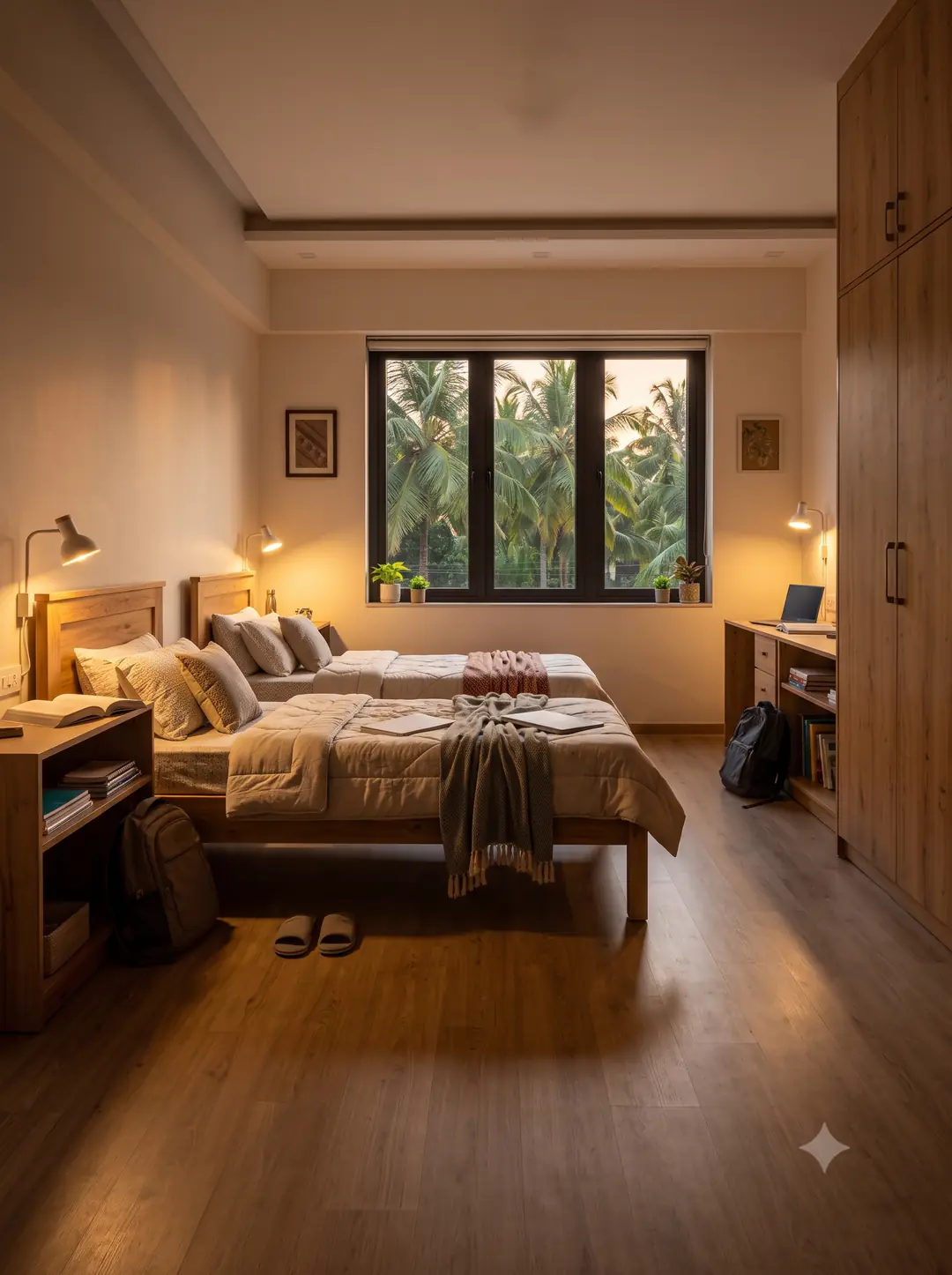 Modern 2-sharing luxury PG accommodation room